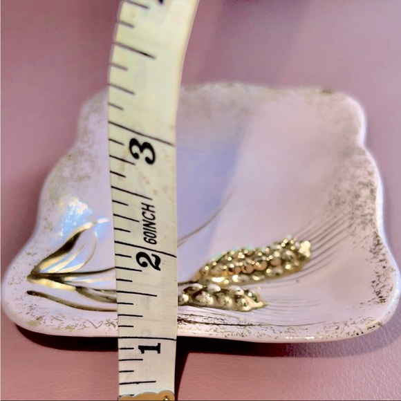 Vintage Signed Geo Z Lefton 1956 Pink & Gold Wheat Trinket & Dish Set - Picture 10 of 12